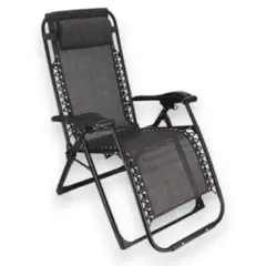 GENERICO - Silla Reposera Plegable Portátil Con Porta Bebidas Negro