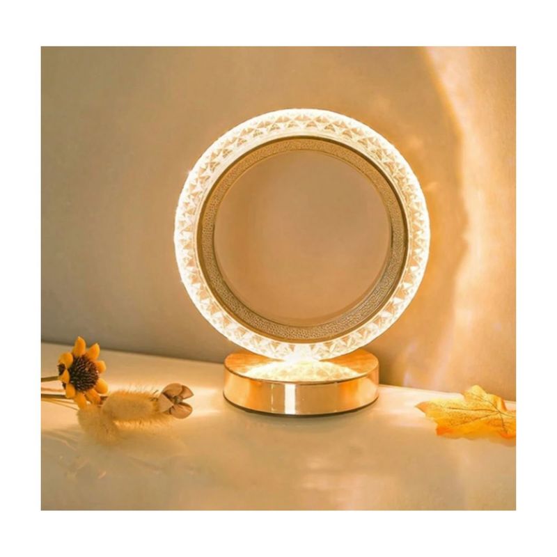 GENERICO - Lampara De Mesa Moderna Inalámbrica Usb Circulo Dorado