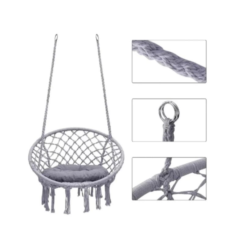 GENERICO - Silla Hamaca Colgante  para Interior y Exterior gris