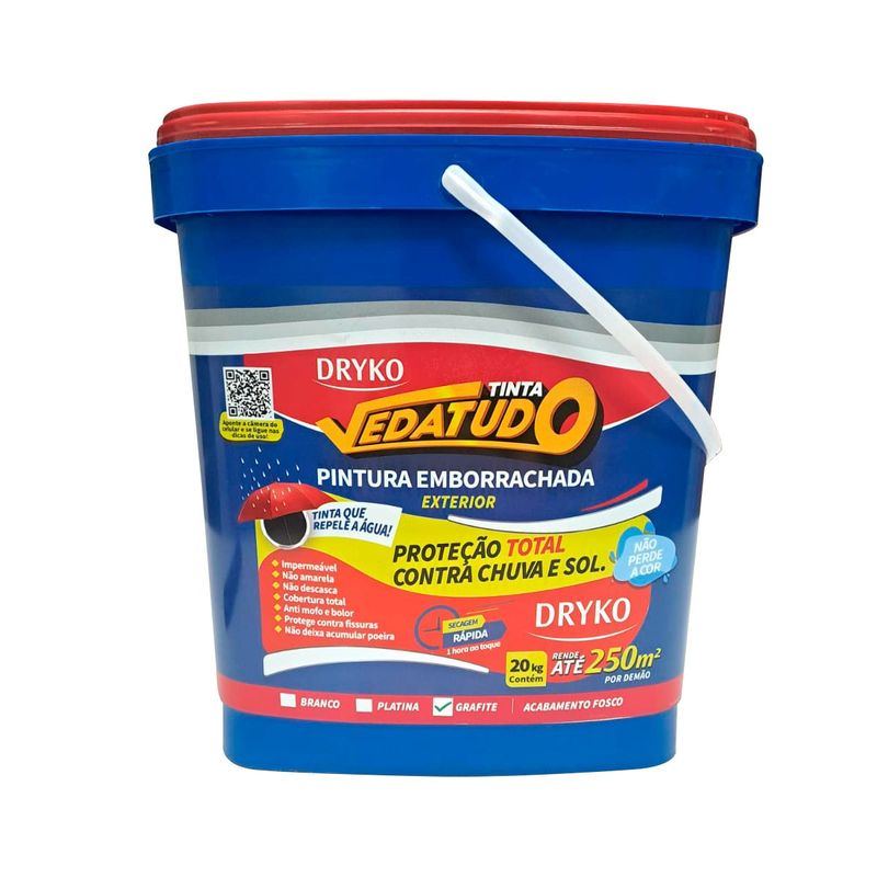 GENERICO - Pintura engomada elástica contra el agua 20 Kg. Dryko Grafito