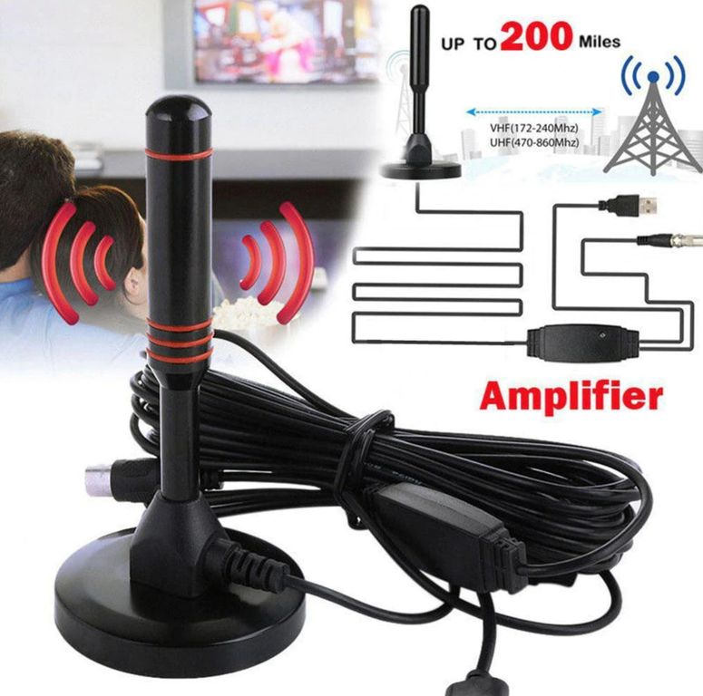 GENERICO Antena Tv Digital HD Señal Abierta Interior Exterior Amplificador