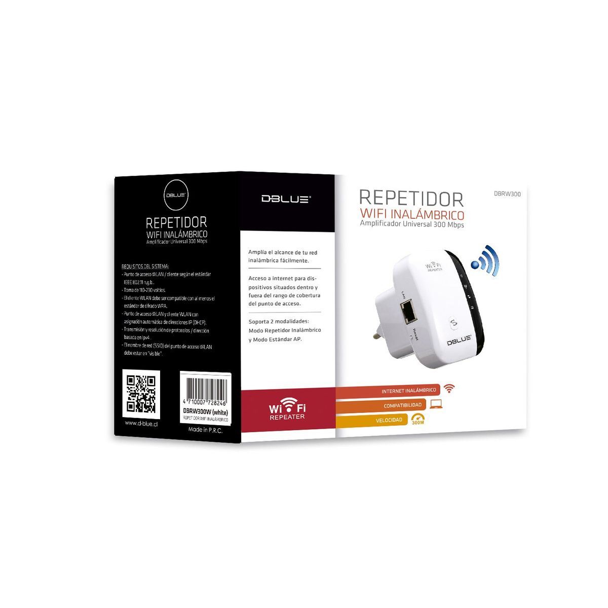 DBLUE - Repetidor Amplificador Internet Wifi 300mbps Negro - SC