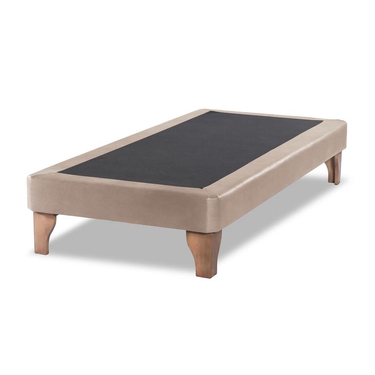 Base Cama Europea 1 Plaza 90x190 CM Beige Felpa - Beige