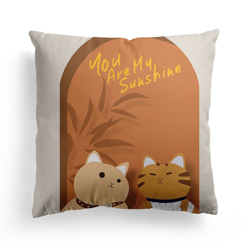 GENERICO - Funda Cojín Boho Retro Poliéster 45x45cm Gatos