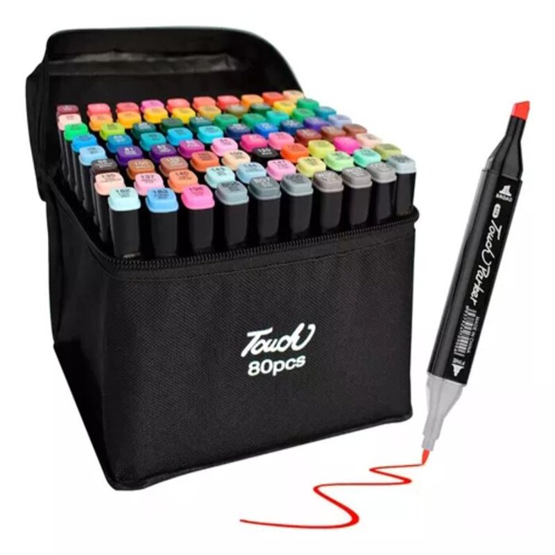 GENERICO - Lapices Doble Punta 60 Marcadores Para Colorear + Estuche