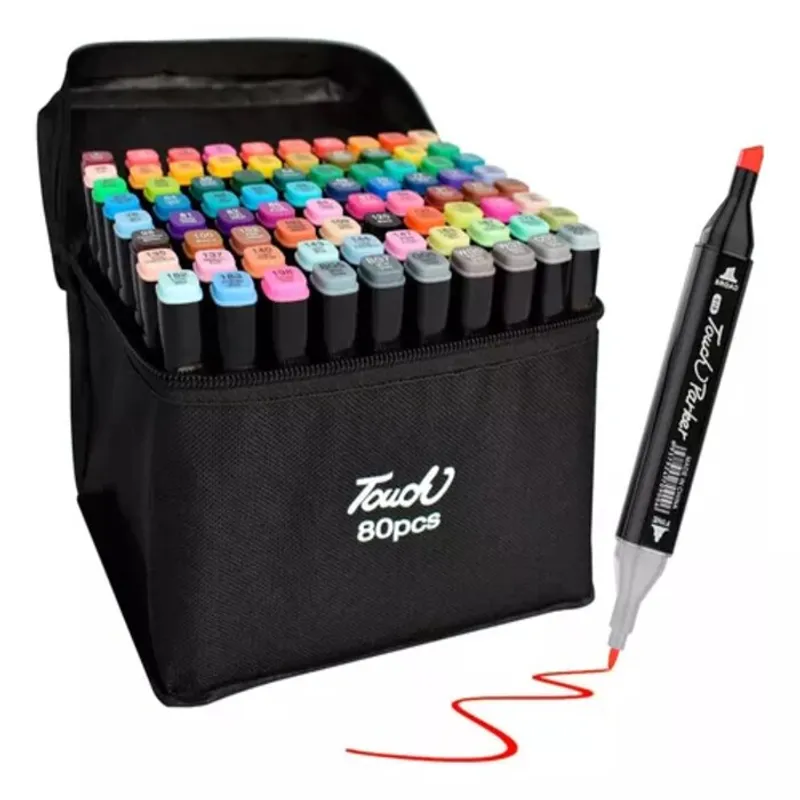 GENERICO - 80 Lapices Doble Punta Marcadores Para Colorear + Estuche