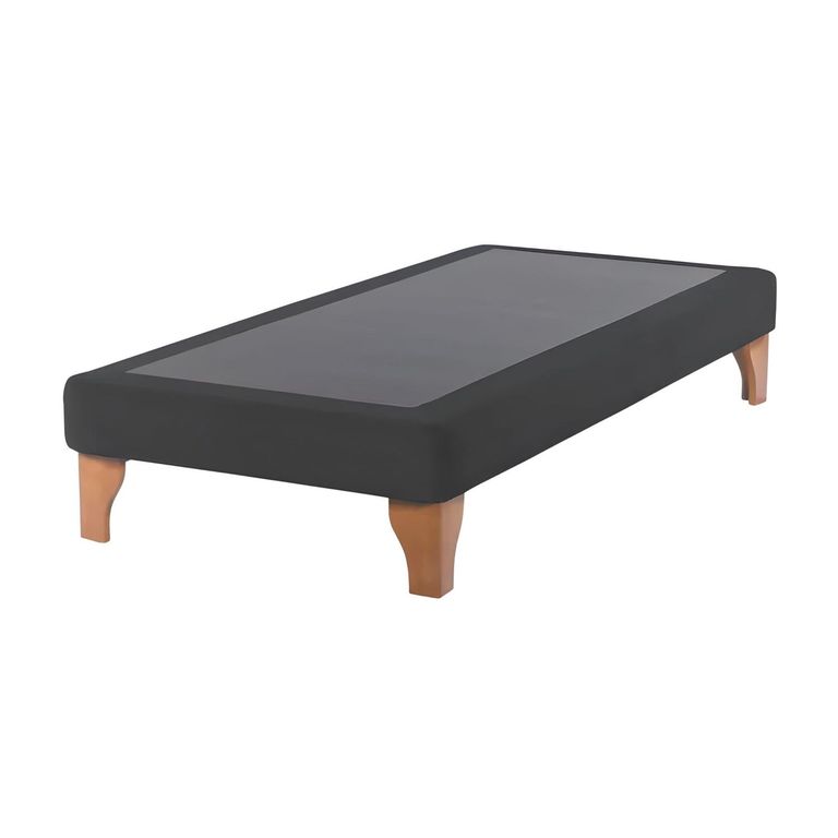 Base Cama Europea 1 Plaza 90x190 CM Negro Lino - Negro