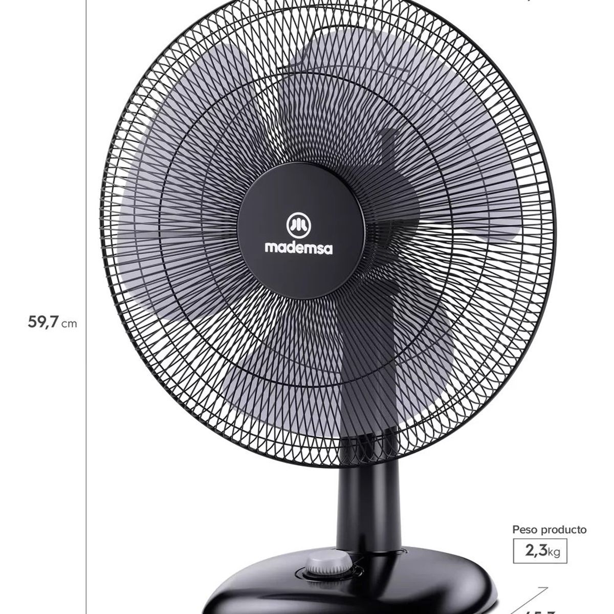 MADEMSA - Ventilador Sobremesa Mademsa 40w 3 Velocidades 16 Pulgadas