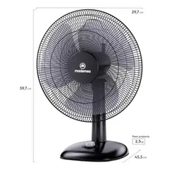 MADEMSA - Ventilador Sobremesa 40w 3 Velocidades 16 Pulgadas