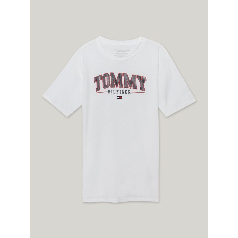 TOMMY HILFIGER - Polera Niño Con Logo Blanco Tommy Hilfiger