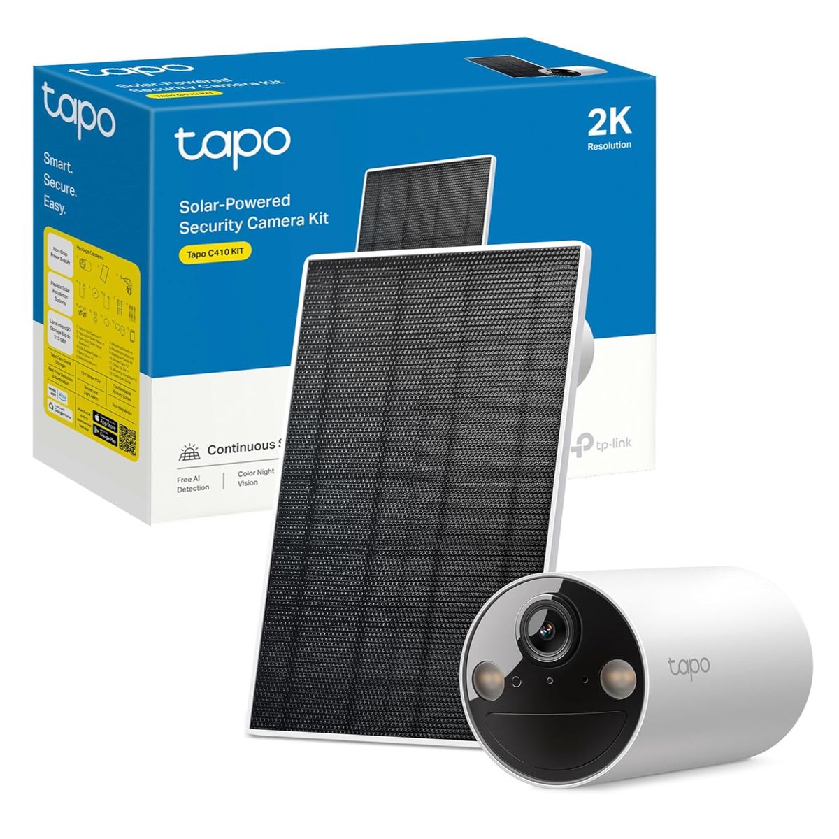 TP LINK - Set Cámara 2k De Seguridad Wi-fi Tapo + Panel Solar 10w USB-C