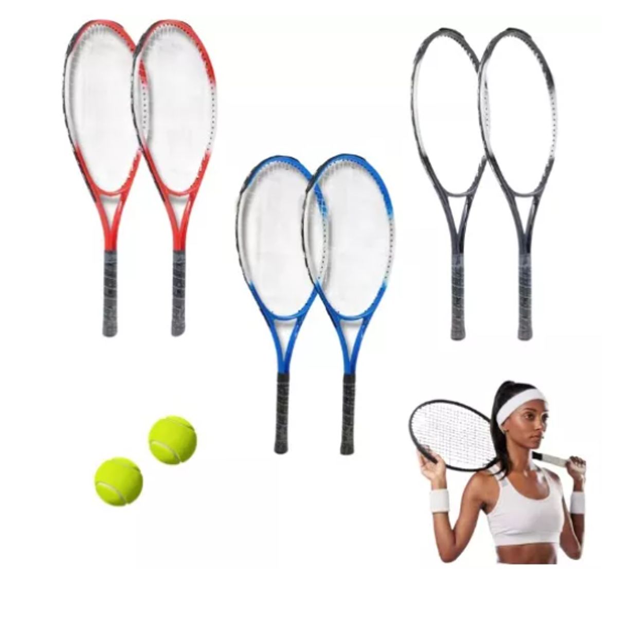 GENERICO - Set 2 Raquetas De Tenis + Pelota + Bolso De Traslado.