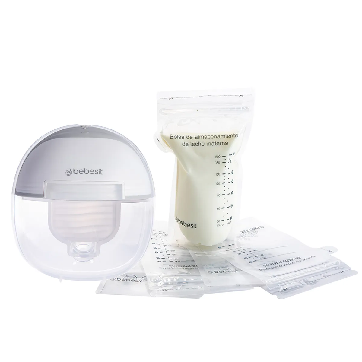 BEBESIT - Extractor Leche Materna Eléctrico Manos Libre + 10 Bolsas