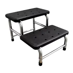 GENERICO - Escabel Clinico Antideslizante 2 Peldaños Catre Reposa Pies - Negro