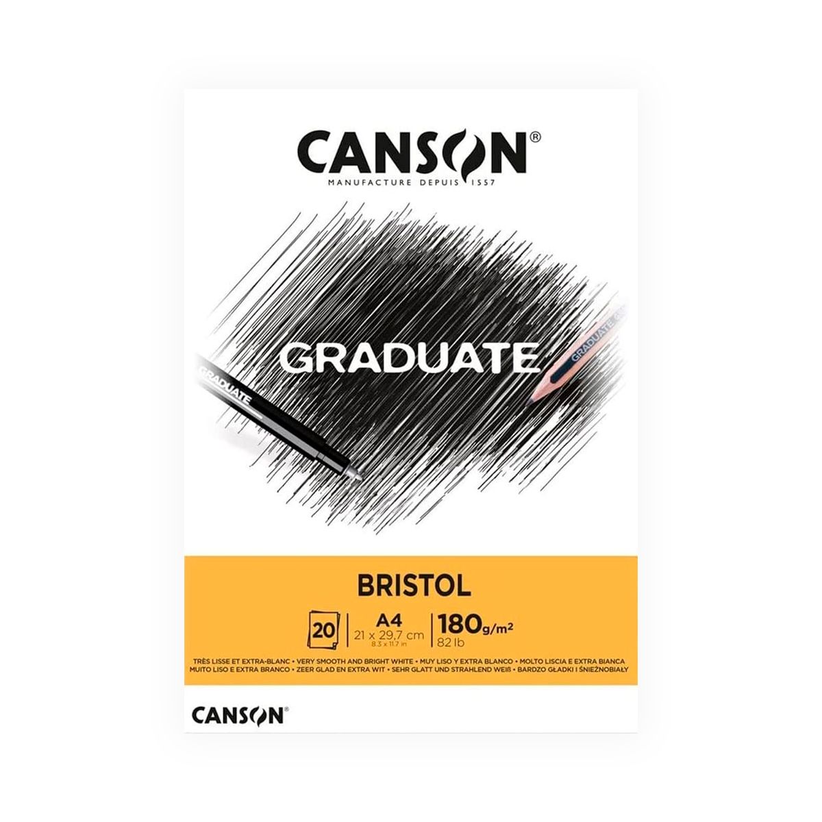 CANSON - Canson Pad Bristol 20 hojas 180 g/m2 A4