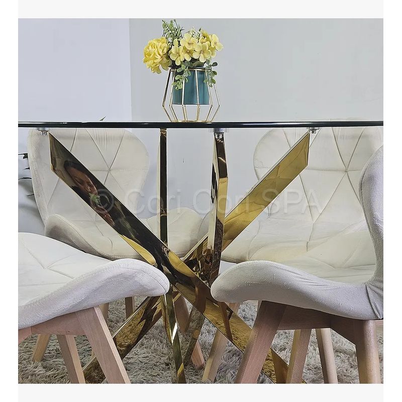CORI CORI - Mesa de Comedor Warwick Redonda Gold 100cms