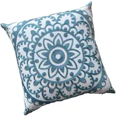 MANDIRHOME - Funda de Cojín Bordada Mandala Turquesa Grande 45x45cms