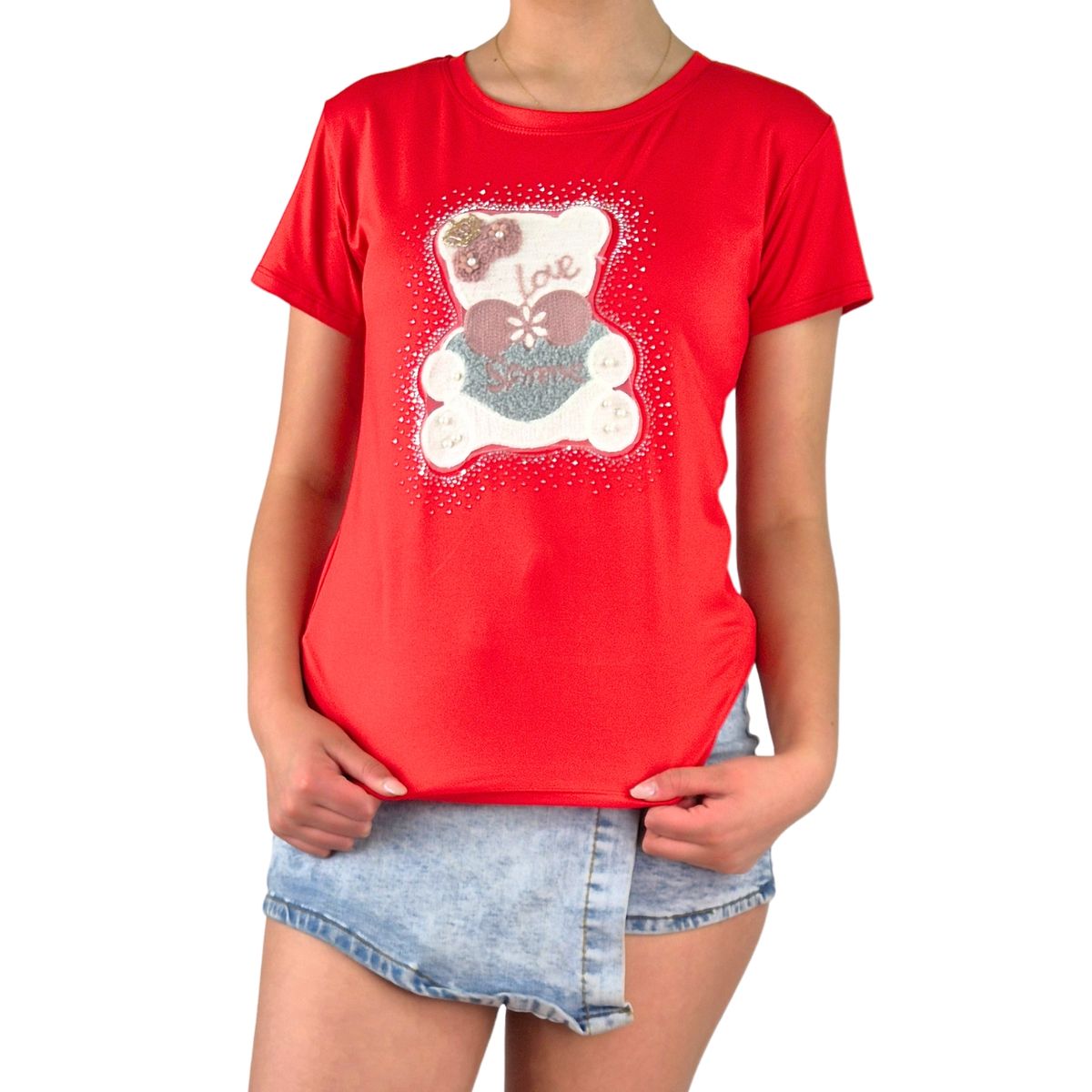 LIKE SHOP - Polera Elasticada Mujer Manga Corta Osito Excelente Calidad 252