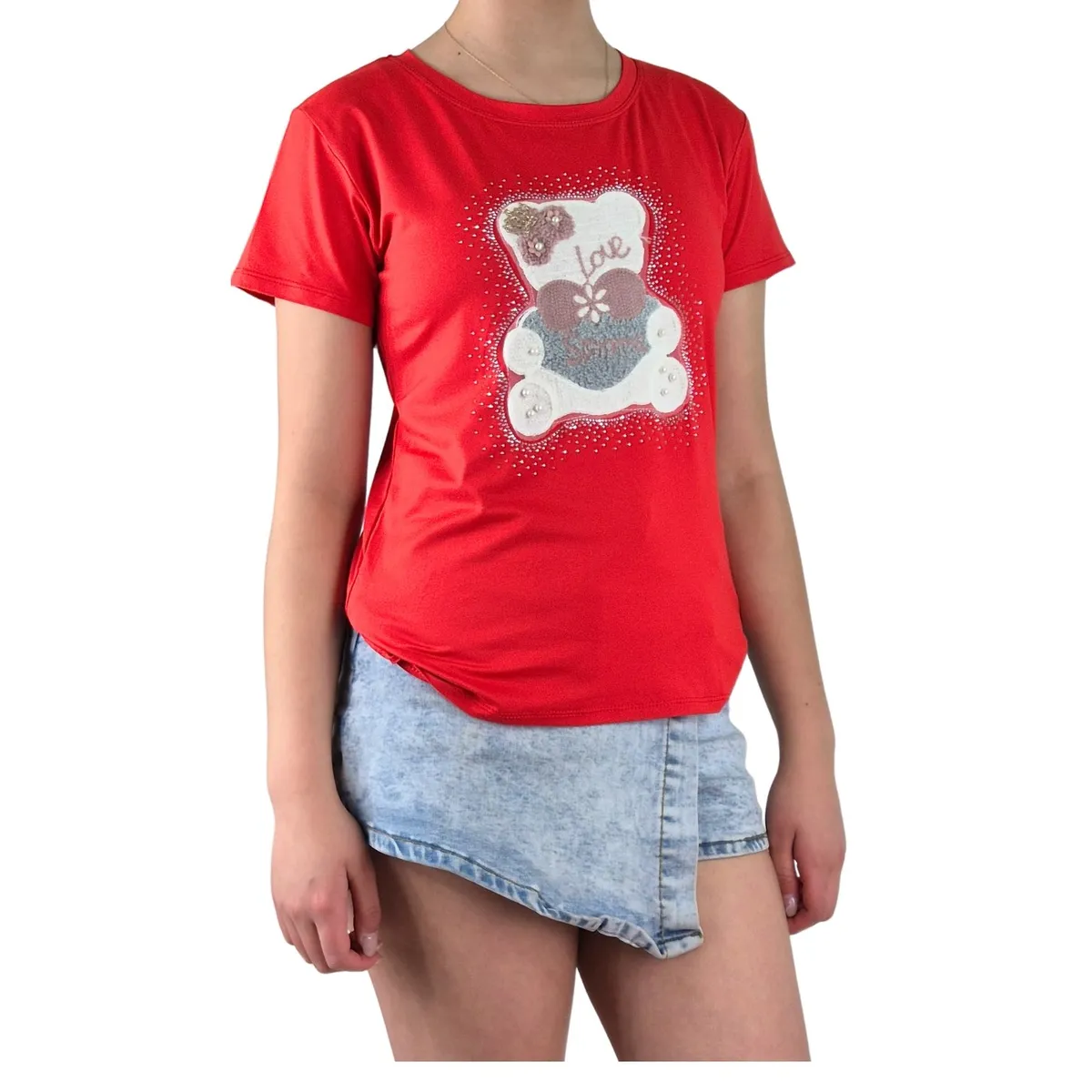 LIKE SHOP - Polera Elasticada Mujer Manga Corta Osito Excelente Calidad 252