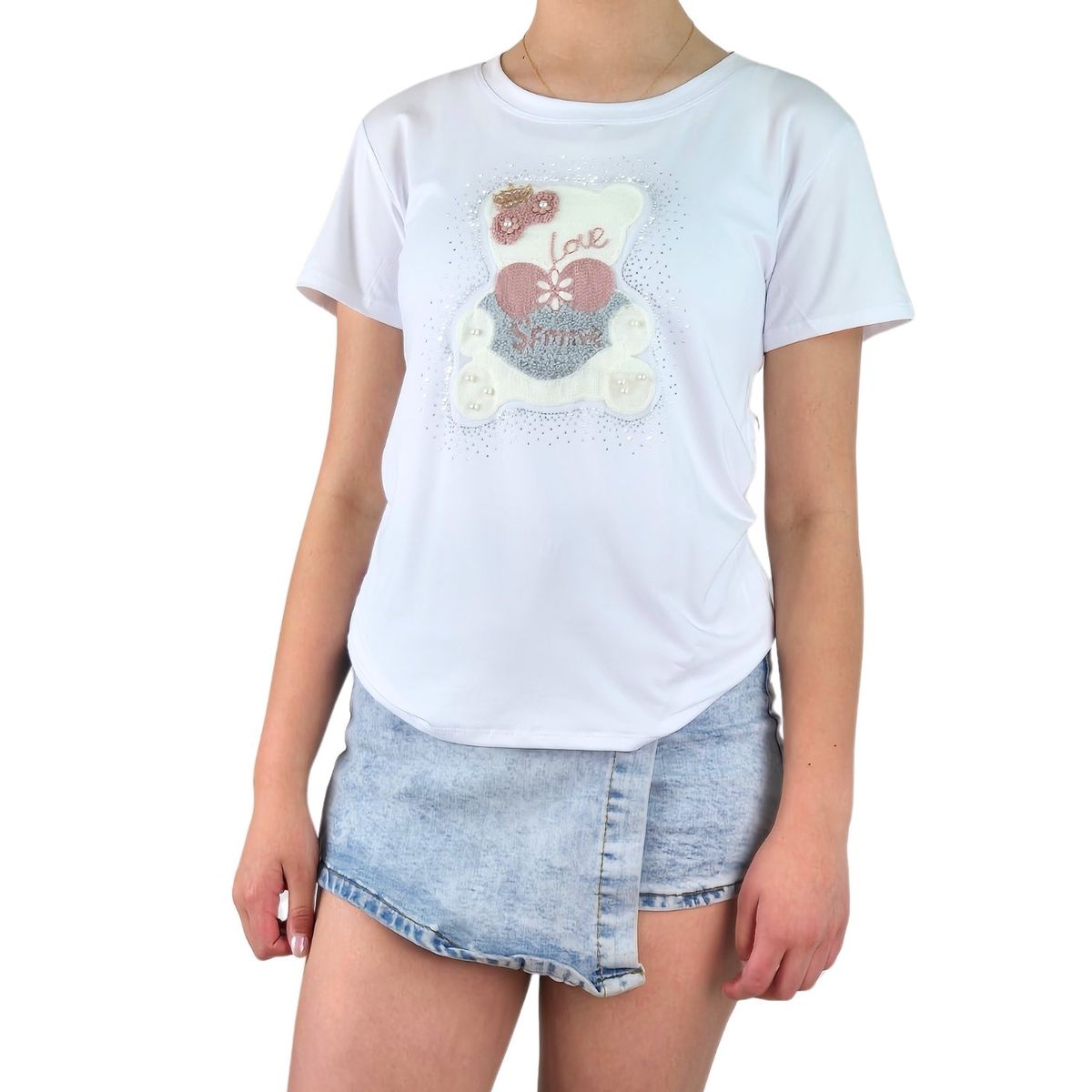 LIKE SHOP - Polera Elasticada Mujer Manga Corta Osito Excelente Calidad 252