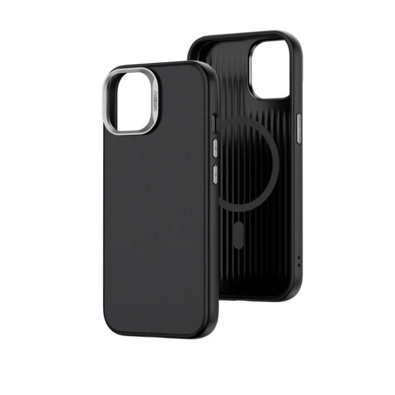 WIWU - Funda Vegan Leather con Magsafe negro para iPhone 15 Pro Max WIWU