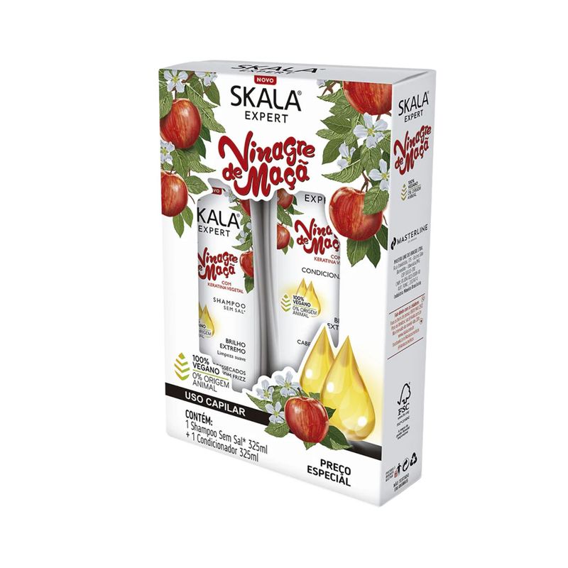 SKALA - Kit Skala Vinagre de Manzana Shampoo Acondicionador 650Ml  Restaura