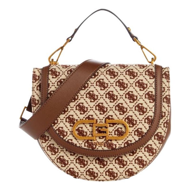 GUESS - Cartera Fleet Flap Saddle Bag Café Guess