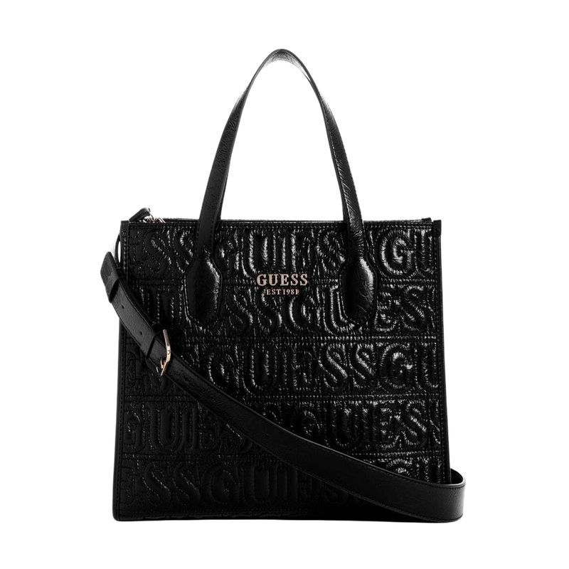 GUESS - Cartera Silvana 2 Compartment Tote Negro Guess