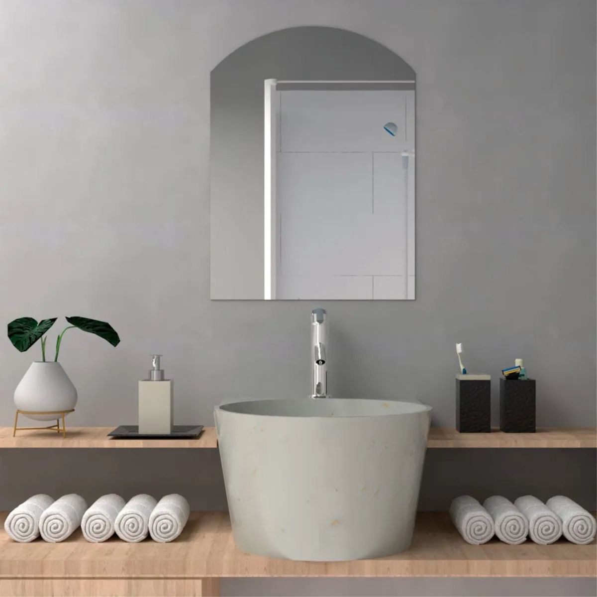 FMFURNITURE - Espejo Rectangular con Arco Superior  45x60x1.9 cm