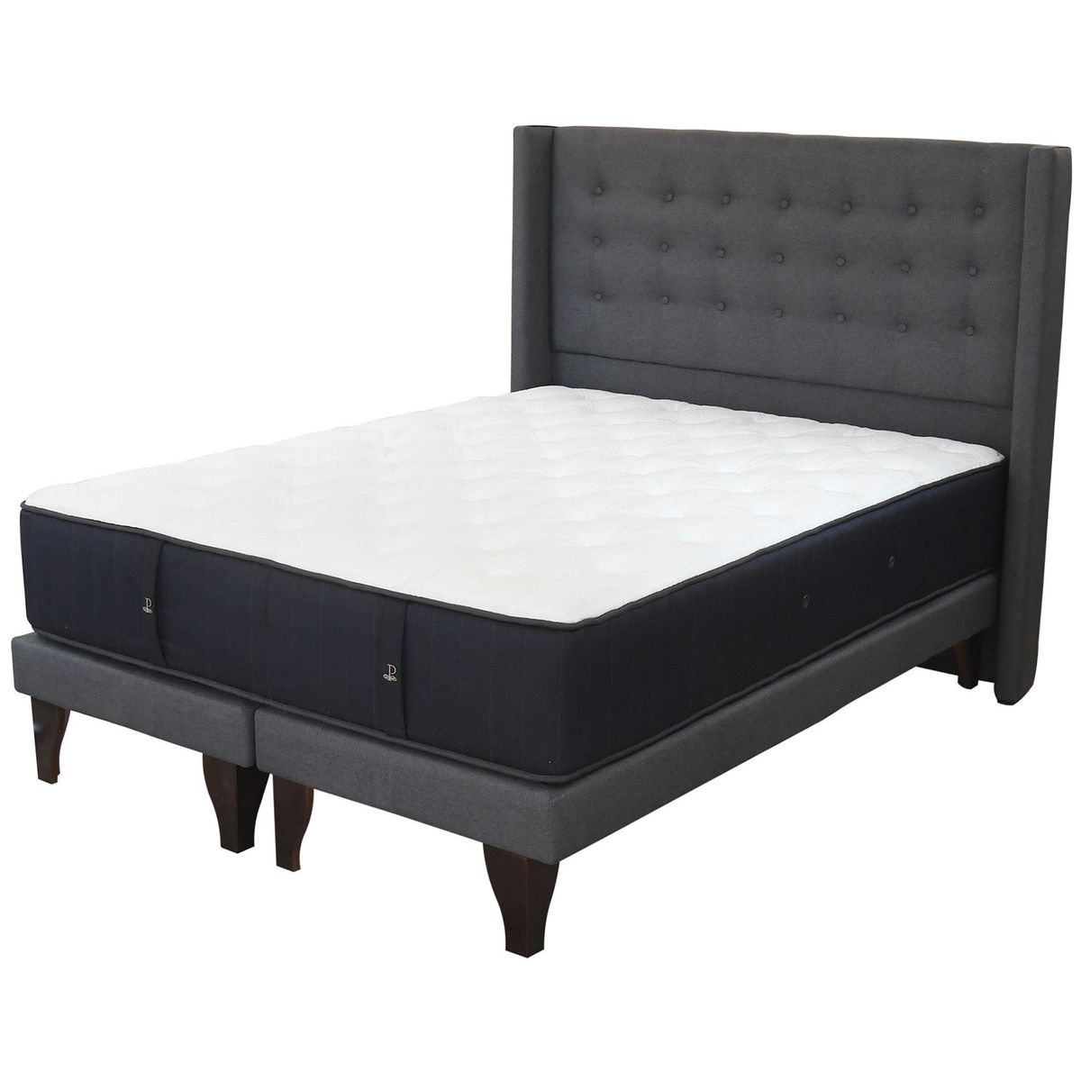 BLOCCARE - Cama Tradicional 2P Colchon Premium Respaldo Pata Madera 195L200 cm