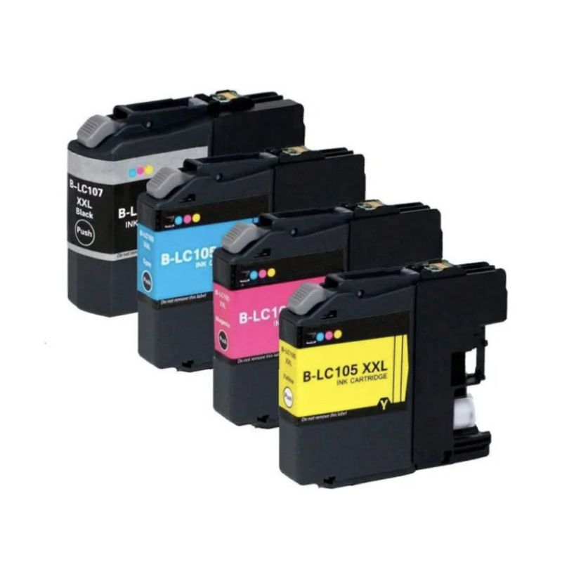 GENERICO - Pack 4 Cartuchos De Tinta Alternativo Lc107  Lc105 Brother MFC J4610DW