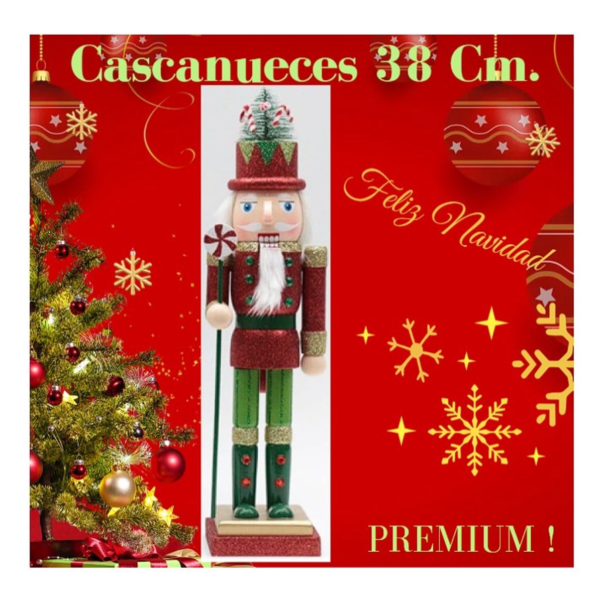 COMPRAPO - CASCANUECES ADORNO NAVIDAD 38 CM. SOLDADO ROJO MOD. CARAMELO