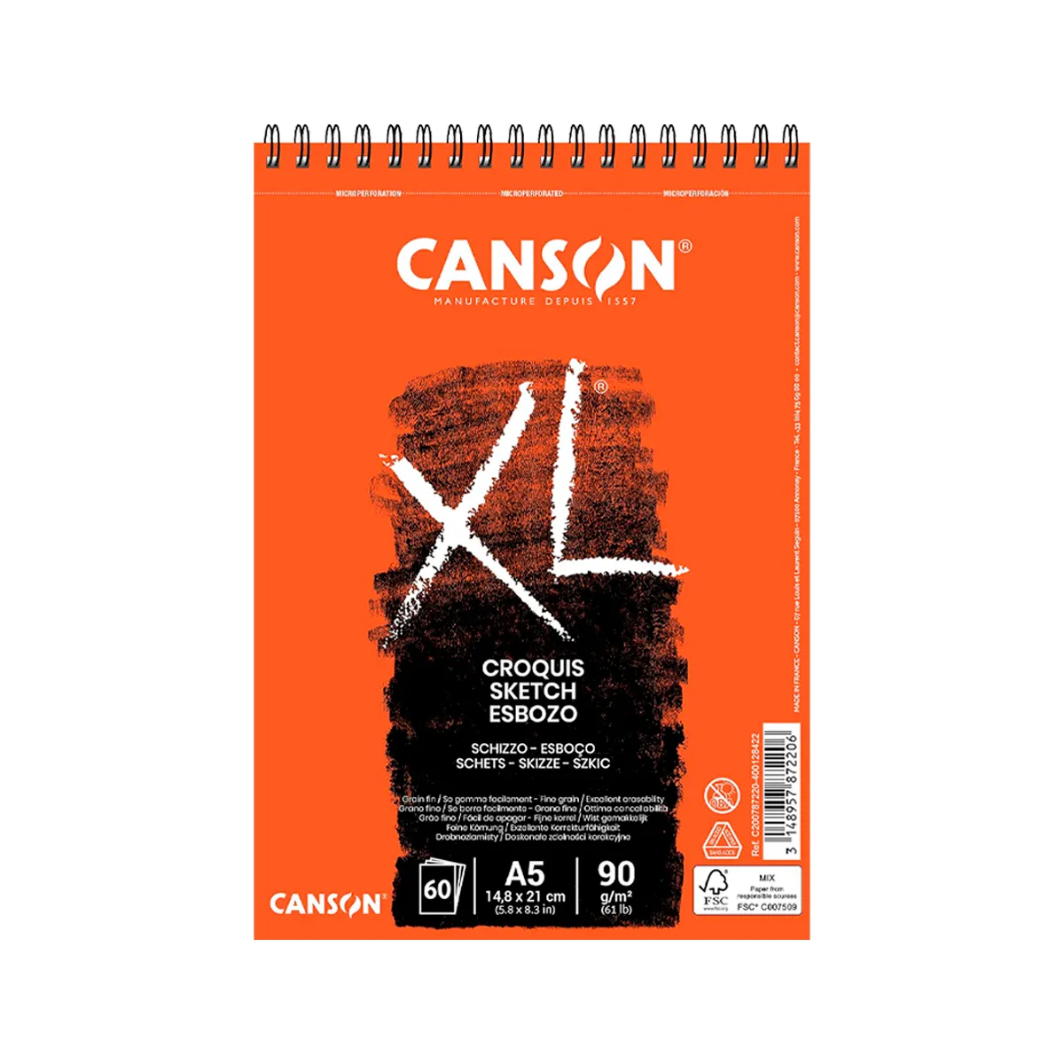 CANSON - Croquera Canson XL Croquis A5 - 90 gr