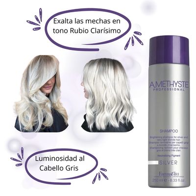 Imagen 2 del producto Shampoo Amethyste Silver 250ml Matizador Rubios Canas