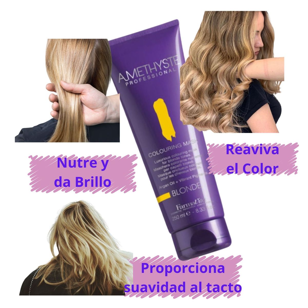 FARMAVITA - Mascara Amethyste Blonde 250ml Matizador de Cabellos Rubios