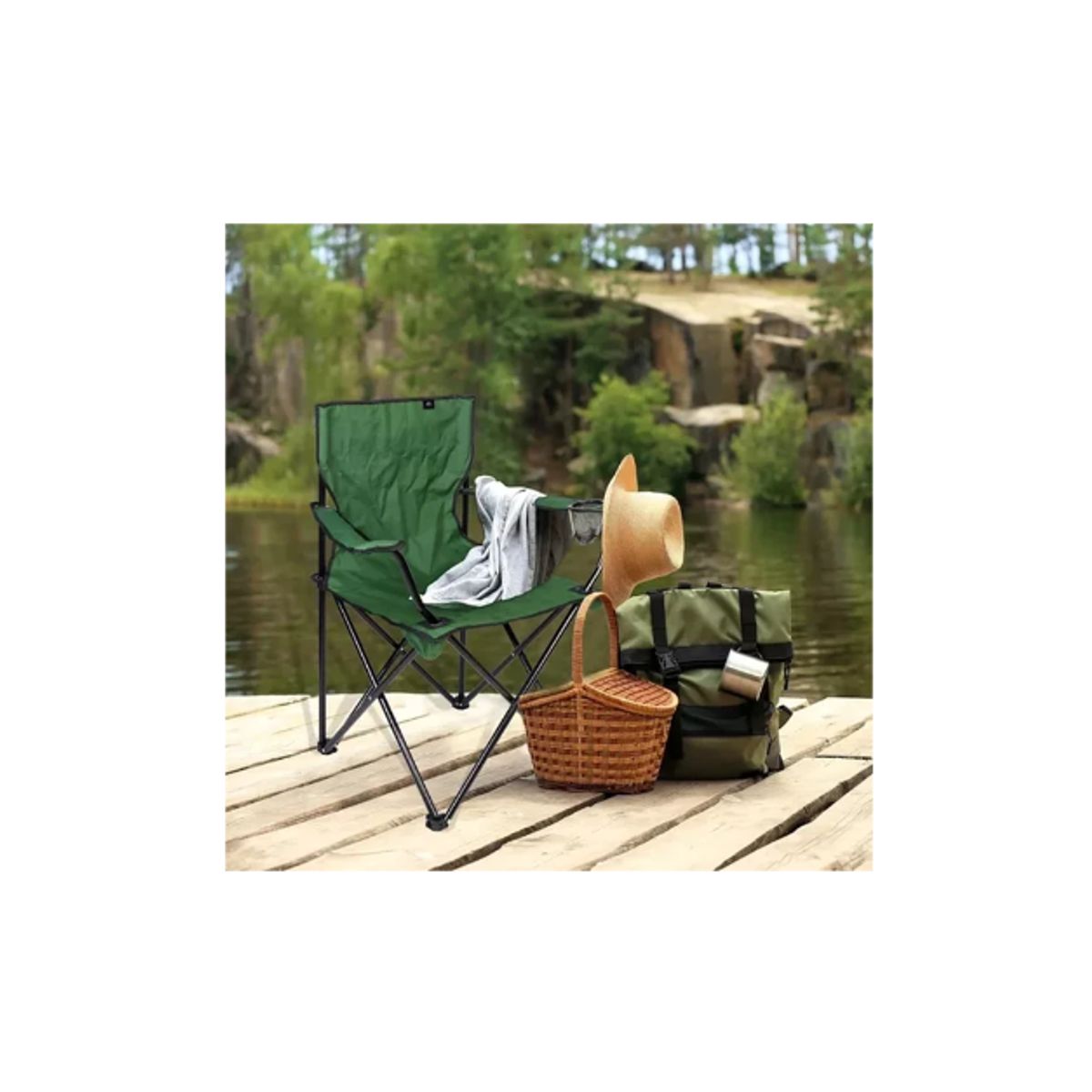 GENERICO - SILLA DE CAMPING PLEGABLE VERDE