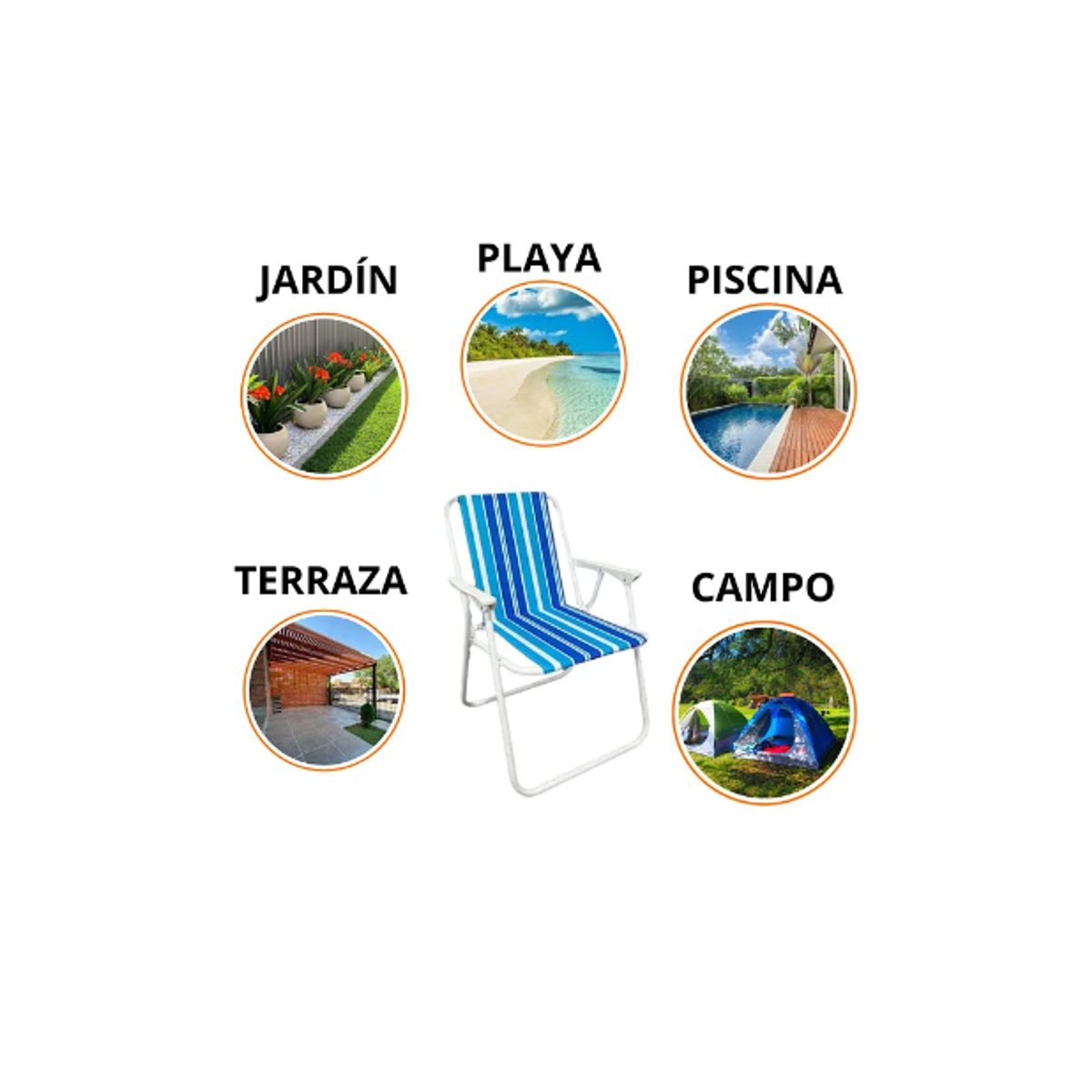 GENERICO - Silla Plegable Playa Jardín Camping Terraza Multicolor