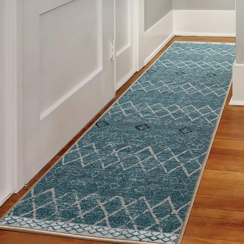 MROTTO - Antideslizante Alfombra de Pasillo 60 x 550 cm Celeste