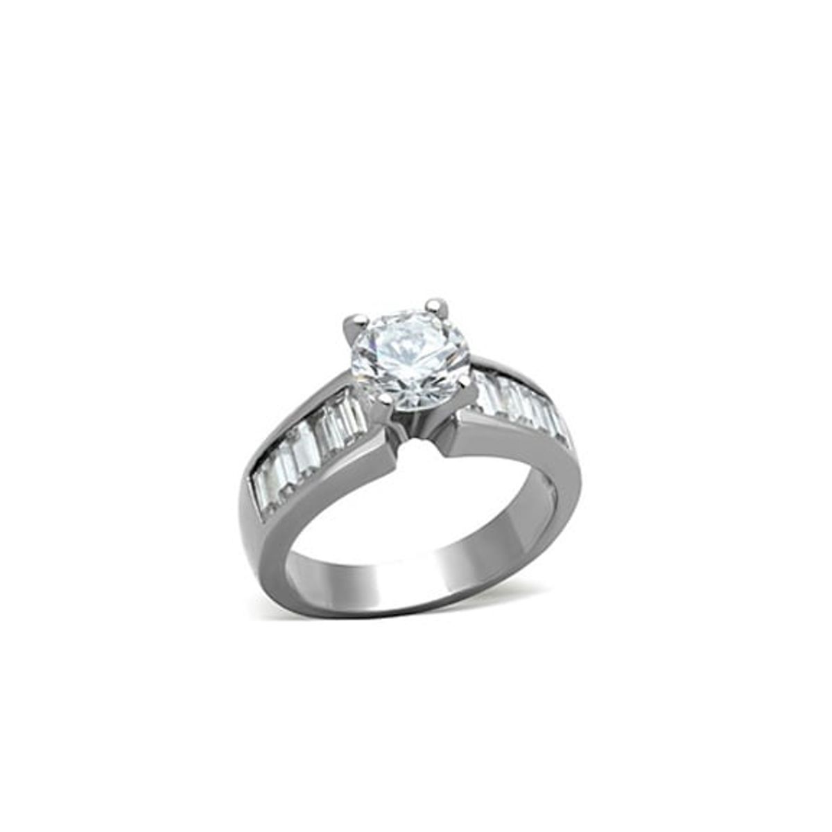 VANE COLLECTION - Anillo mujer solitario engaste ilusión baño de rodio y circón 7.5 mm