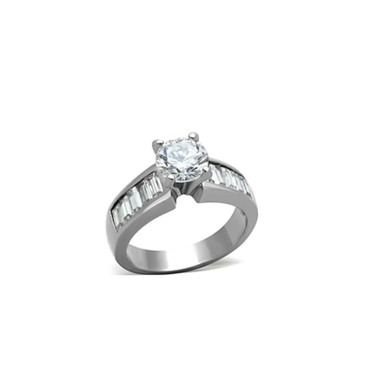 VANE COLLECTION - Anillo mujer solitario engaste ilusión baño de rodio y circón 7.5 mm