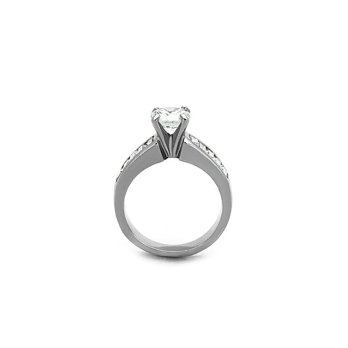 VANE COLLECTION - Anillo mujer solitario engaste ilusión baño de rodio y circón 7.5 mm