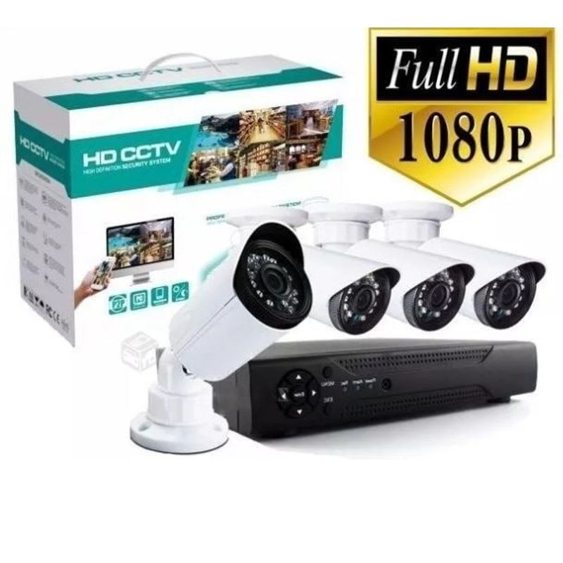 GENERICO - Kit Cámaras Cctv 4 Canales Full HD 1080p P2p Seguridad.