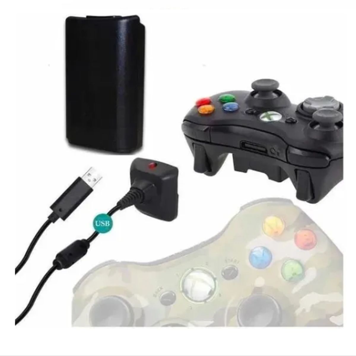 GENERICO - Kit De Carga Y Juega Control Xbox 360 Batería 8000mah