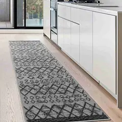 MROTTO - Alfombra de Pasillo 60 x 305 cm Antideslizante Gris Con Goma