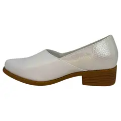 DANCY - Mocasines Con Taco De Charol En Blanco & Negro