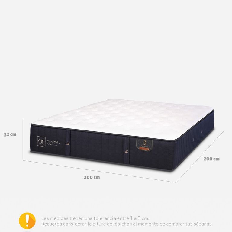 Cama Tradicional Super King + Colchon Premium / Patas Metal 15 cm.