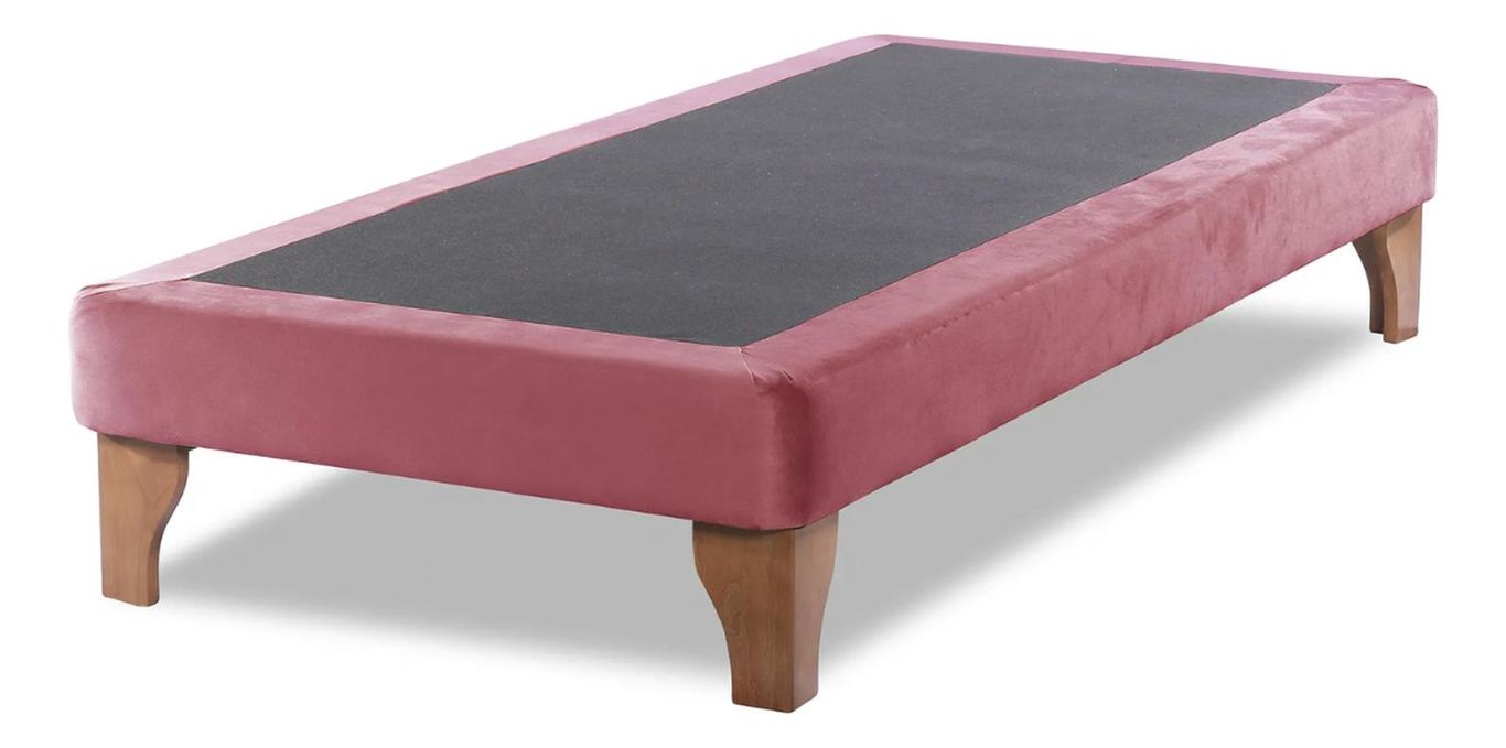 Base Cama Europea 1 Plaza 90x190 CM Palo Rosa Felpa - Palo Rosa