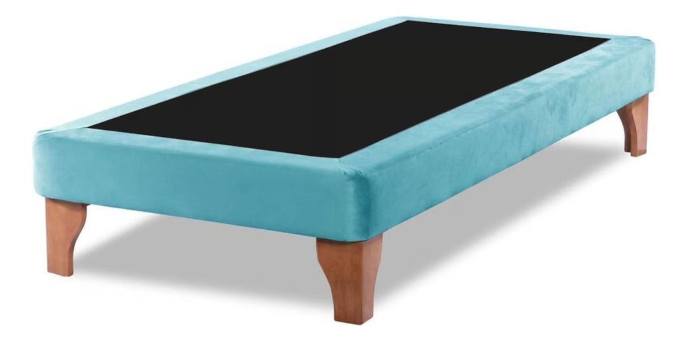 Base Cama Europea 1 Plaza 90x190 CM Turquesa Felpa - Verde
