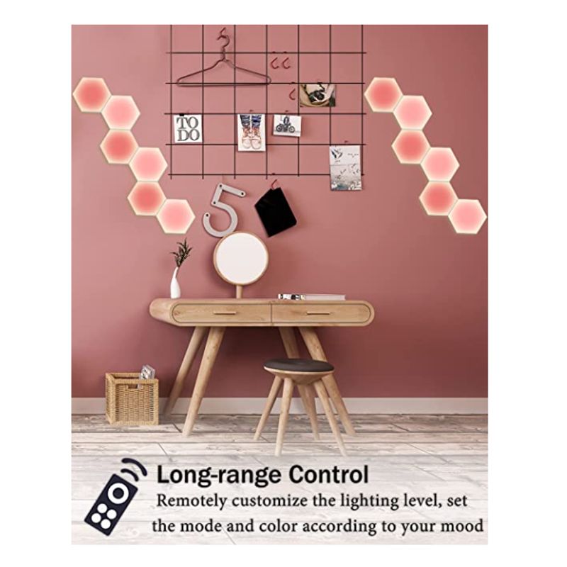 GENERICO - Luces Led De Colores Hexagonal 6 Módulos Touch + Control.