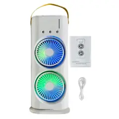 GENERICO - Ventilador Enfriador Doble Difusor Giratorio Led Portáti